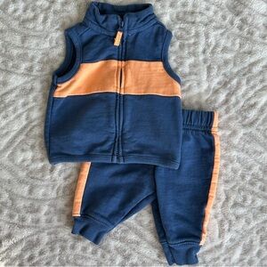 Carter's Just One You Blue Orange Vest Jogger Set Cozy Matching Outfit Newborn